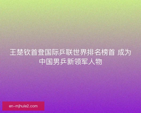 王楚钦首登国际乒联世界排名榜首 成为中国男乒新领军人物