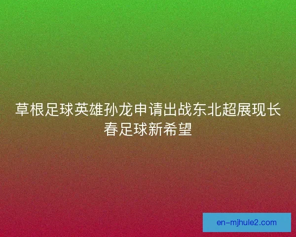 草根足球英雄孙龙申请出战东北超展现长春足球新希望