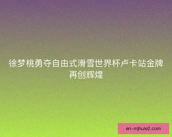 徐梦桃勇夺自由式滑雪世界杯卢卡站金牌再创辉煌